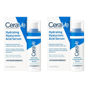 CeraVe Hydrating Hyaluronic Acid Serum, 1 FL OZ (30 mL), developed with dermatologists, replenishes hydration, locks in moisture, and supports the skin barrier with ceramides, hyaluronic acid, and vitamin B5.