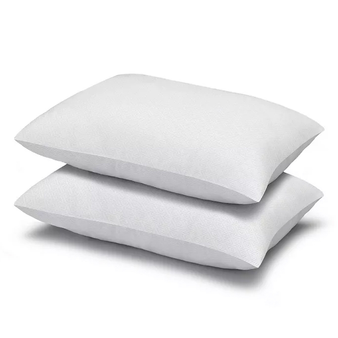 The Ella Jayne 2pc Pillow Set features two white pillows with a subtle embossed pattern, offering a simple and comfortable design suitable for various bedroom styles.