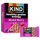 KIND Healthy Grains Energy Bars, Mixed Berry flavor, available in a 10-bar pack.
