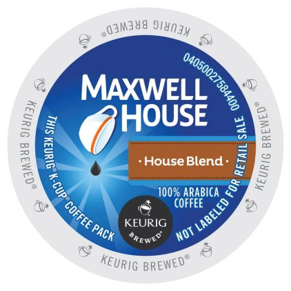 Maxwell House House Blend K-Cup, compatible with Keurig. Contains 100% Arabica coffee. Pack is not labeled for retail sale.