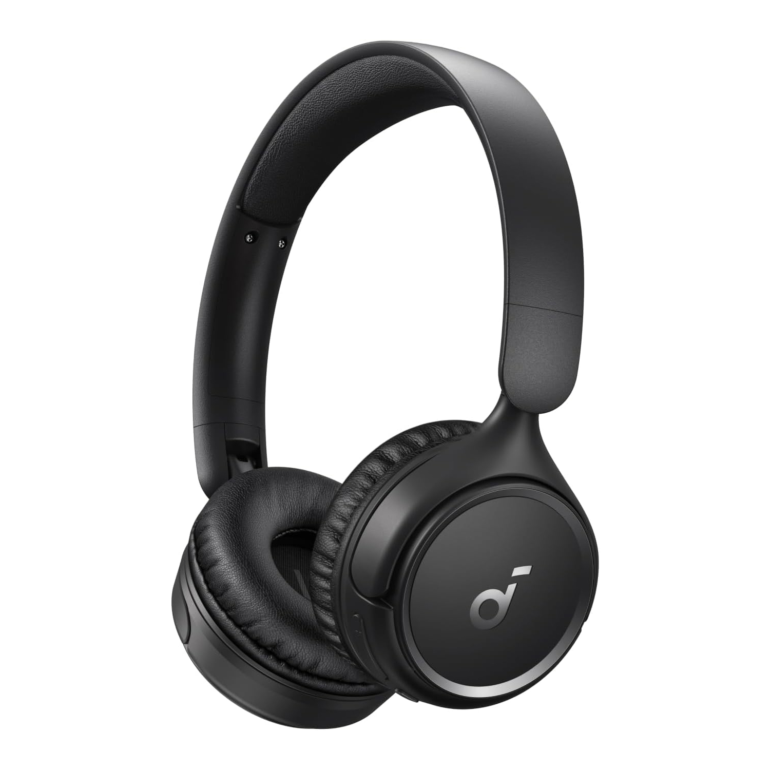 Black over-ear wireless headphones with padded ear cups and adjustable headband. Anker logo on the earcup.