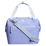 Light purple Stanley cooler bag with dual handles and an adjustable shoulder strap, featuring a front zippered pocket and logo branding.