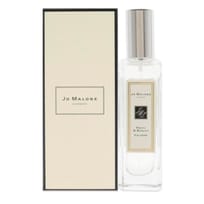 Jo Malone London Poppy & Barley Cologne, featuring a clear bottle with a silver cap and an accompanying cream and black box.