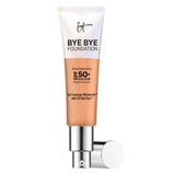 IT Cosmetics Bye Bye Foundation, a full coverage moisturizer with SPF 50+ broad spectrum UVA/UVB physical sunscreen.