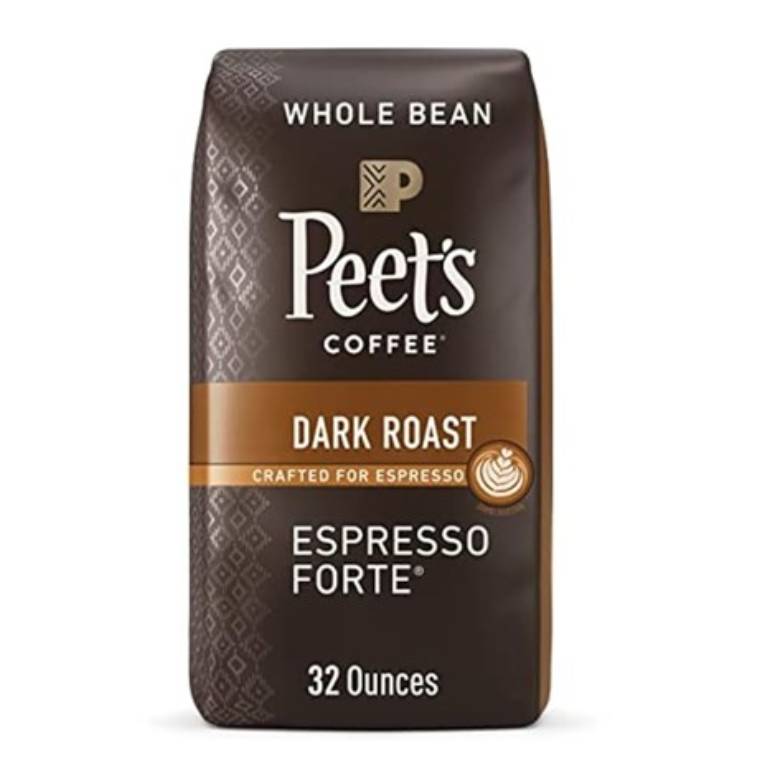 Peet's Coffee Whole Bean, Dark Roast, Espresso Forte, crafted for espresso, 32-ounce package.