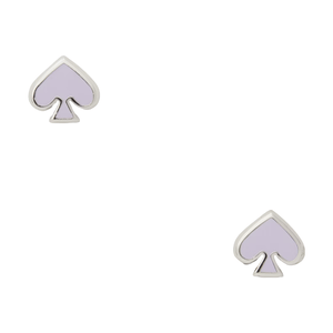 Silver and lavender spade-shaped stud earrings with a minimalist design.