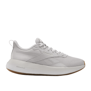 Reebok DMX Comfort+ Walking Shoes in light gray feature a mesh and synthetic upper for breathability, DMX cushioning for comfort, and a durable rubber outsole.