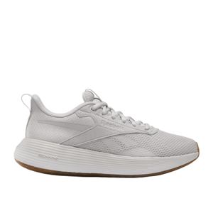 Reebok DMX Comfort+ Walking Shoes in light gray feature a mesh and synthetic upper for breathability, DMX cushioning for comfort, and a durable rubber outsole.