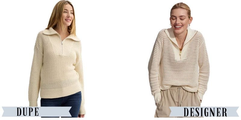 A Kohl's pullover besides a similar Varley Pullover..