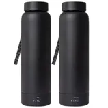 Two black insulated water bottles with carrying straps and the \“+TYLT\“ logo on the base.