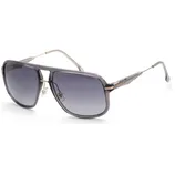 A pair of Carrera aviator-style sunglasses with a transparent gray frame, gold accents, and gradient dark lenses.