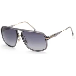 A pair of Carrera aviator-style sunglasses with a transparent gray frame, gold accents, and gradient dark lenses.