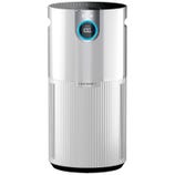 A Shark air purifier with Clean Sense IQ technology, featuring a sleek cylindrical design and a digital display for air quality indicators.