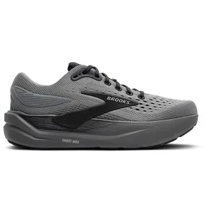 A gray Brooks Ghost Max running shoe with a breathable mesh upper, cushioned sole, and lace-up design.
