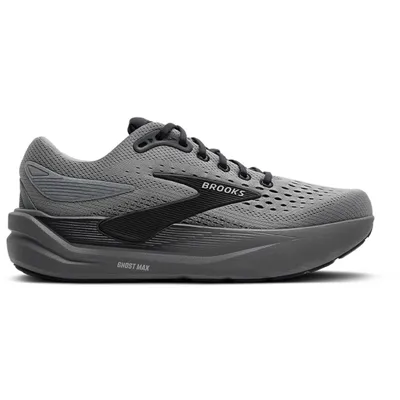 A gray Brooks Ghost Max running shoe with a breathable mesh upper, cushioned sole, and lace-up design.