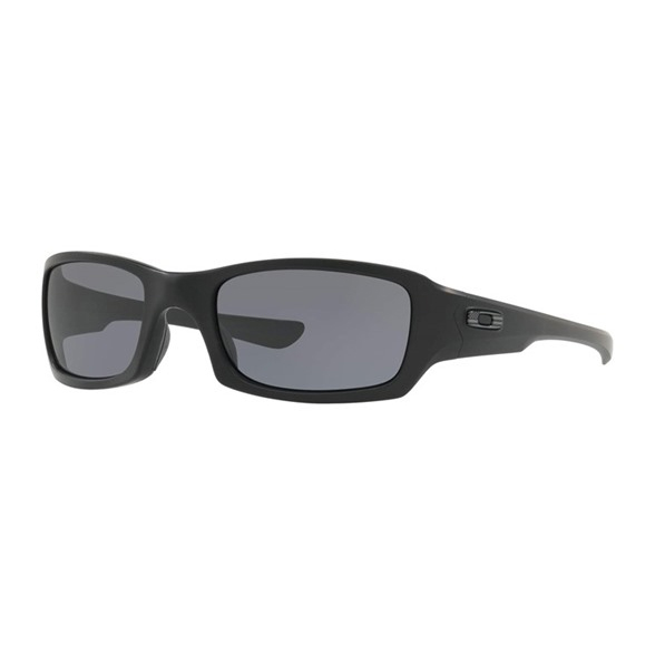 Oakley Fives Rectangular Sunglasses feature a black frame with dark, rectangular lenses and a small Oakley logo on the temple. Designed for a sleek and sporty look.