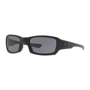 Oakley Fives Rectangular Sunglasses feature a black frame with dark, rectangular lenses and a small Oakley logo on the temple. Designed for a sleek and sporty look.