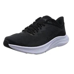 Black athletic running shoe with a sleek design and white midsole.