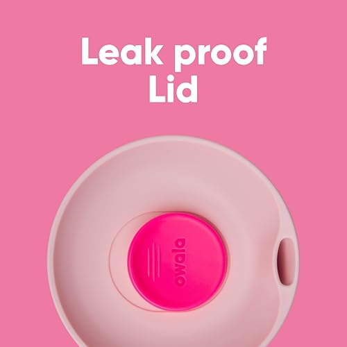 Leak-proof lid from Owala, featuring a pink design with a handle.