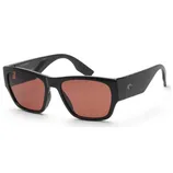 Black sunglasses with red-tinted lenses and a square frame.