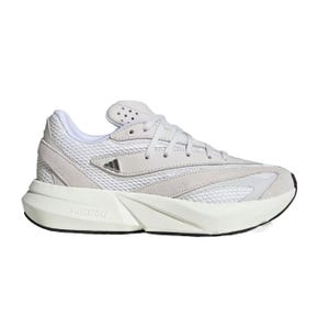 A white athletic shoe with mesh upper, suede accents, and a thick Lightstrike sole, featuring a minimal design and subtle branding.