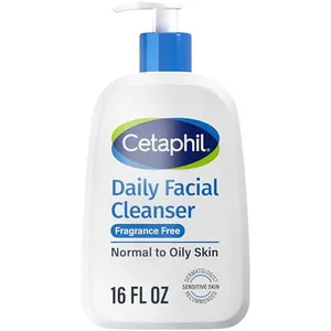 Cetaphil Daily Facial Cleanser, fragrance-free, for normal to oily skin, 16 fl oz.