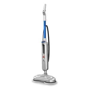 The Bissell SpinWave Power Spin Mop is a floor cleaning device with a long handle and dual rotating mop pads designed for effective scrubbing and polishing of various floor types.