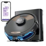 Shark robotic vacuum and mop with self-emptying dock, featuring app-controlled mapping for customized cleaning.