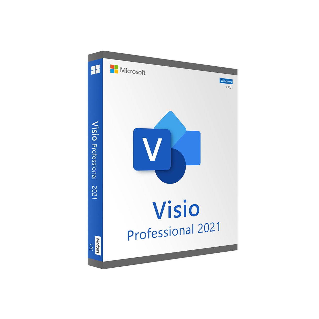 Microsoft Visio Professional 2021 is a Windows software product designed for creating diagrams. It is available for installation on one PC.