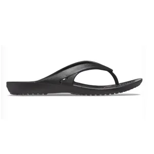 Black Crocs Kadee Flip-Flops feature a sleek, minimalist design with a comfortable, contoured footbed and textured straps for easy slip-on wear. Ideal for casual, everyday use.