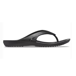 Black Crocs Kadee Flip-Flops feature a sleek, minimalist design with a comfortable, contoured footbed and textured straps for easy slip-on wear. Ideal for casual, everyday use.