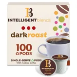 Intelligent Blends Dark Roast 100 single-serve coffee pods, made from 100% Arabica coffee.
