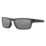 Rectangular black sunglasses with dark lenses, featuring a small logo on the temple.