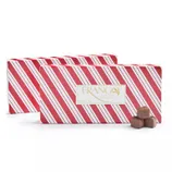 Two boxes of Frango Candy Cane Chocolates are shown, featuring a red and white striped design with three chocolate pieces beside them.
