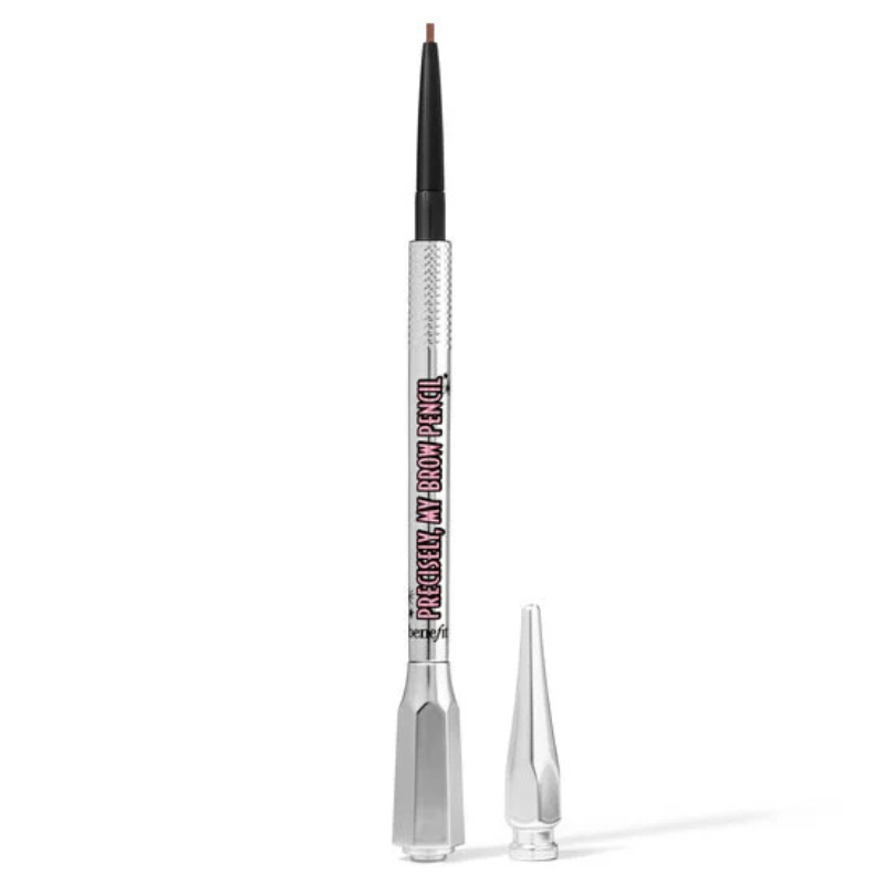 Benefit Cosmetics Precisely, My Brow Pencil with a metallic design and a pointed cap.