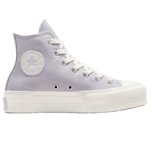Light purple high-top Converse Lift Platform sneakers with a thick white sole, white laces, and the iconic Converse All Star logo on the side.