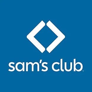 Sam's Club logo, featuring a blue square with a white diamond shape that resembles a sideways letter 'S'.