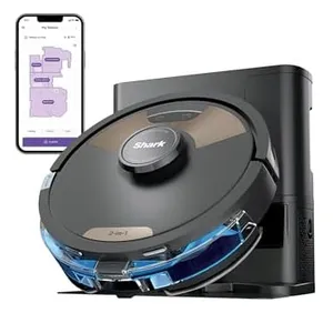 Shark AI Ultra 2-in-1 Robot Vacuum and Mop with a self-emptying base and smartphone compatibility for home mapping and cleaning control.