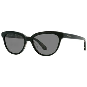 Kate Spade polarized cat-eye sunglasses with dark frames and lenses, featuring a sleek design and subtle brand logo on the arm.
