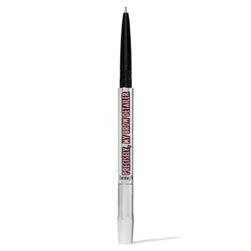 Eyebrow pencil labeled \“Precisely, My Brow Definer\“ by Benefit, featuring a slim, retractable design for precise brow detailing.