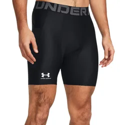 Black Under Armour compression shorts with a visible brand logo on the left thigh and \“Under Armour\“ text on the waistband.