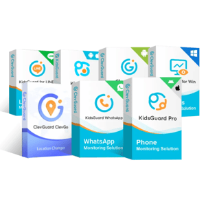 The photo displays a collection of virtual software boxes for monitoring and location-changing apps directed towards different platforms and services.