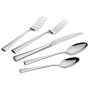 A 44-piece stainless steel flatware set featuring two forks, a knife, and two spoons with a sleek, modern design and polished finish ideal for everyday dining.