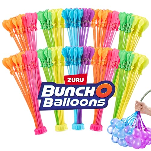 Zuru Bunch O Balloons are multi-colored, self-tying water balloons designed for quick filling. The image shows multiple bunches in various vibrant colors.