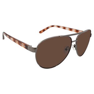 Calvin Klein Women's Pilot Sunglasses feature a classic aviator design with a metal frame, brown lenses, and tortoiseshell-patterned arms, offering a stylish and timeless look.