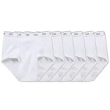 A set of six white men's briefs with \“Lee\“ branded waistbands.