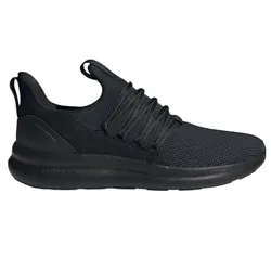 Black athletic sneaker with a streamlined design, featuring a textured knit upper, thick sole, and cloudfoam cushioning for comfort.
