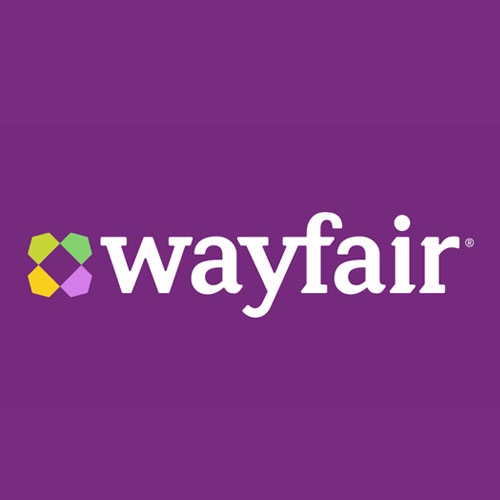 wayfair logo on a purple background