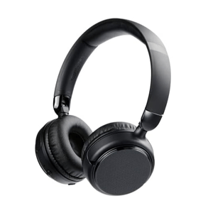 Black wireless over-ear headphones with cushioned ear pads and an adjustable headband.