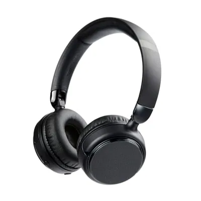Black wireless over-ear headphones with cushioned ear pads and an adjustable headband.